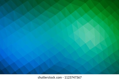 Light Blue, Green vector abstract mosaic template. Shining illustration, which consist of triangles. The textured pattern can be used for background.