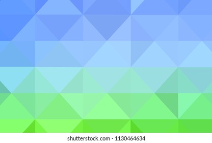 Light Blue, Green vector abstract mosaic pattern. Geometric illustration in Origami style with gradient.  Brand new style for your business design.