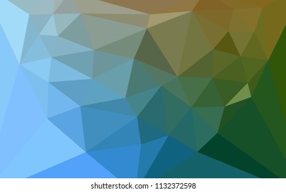 Light Blue, Green vector abstract polygonal template with a heart in a centre. Illustration in halftone style with triangles. A new texture for your web site.