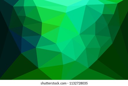 Light Blue, Green vector abstract mosaic background with a heart in a centre. Colorful illustration with gradient. Polygonal design for your web site.