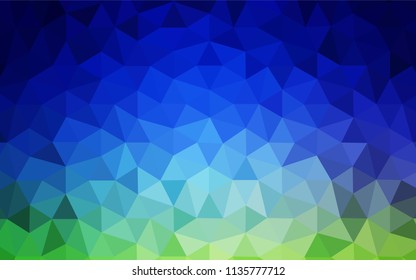 Light Blue, Green vector abstract mosaic pattern. Glitter abstract illustration with an elegant triangles. Polygonal design for your web site.