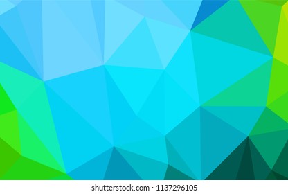 Light Blue, Green vector abstract mosaic backdrop. Geometric illustration in Origami style with gradient.  A completely new design for your leaflet.