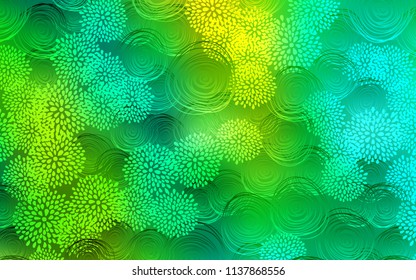 Light Blue, Green vector abstract doodle pattern. Flowers on blurred abstract background with gradient. Brand-new design for your business.