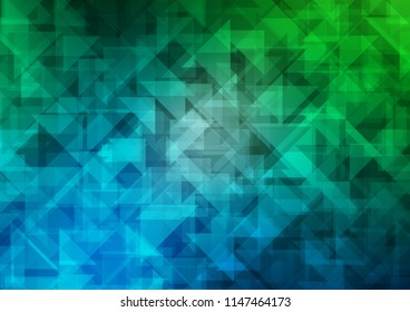 Light Blue, Green vector abstract mosaic abstract mosaic. Geometric illustration in Origami style with gradient.  The best triangular design for your business.