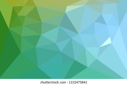Light Blue, Green vector abstract mosaic pattern with a heart in a centre. Polygonal illustration, which consists of triangles. Best triangular design for your business.