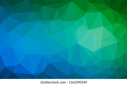 Light Blue, Green vector abstract polygonal texture. Shining illustration, which consist of triangles. A completely new design for your business.