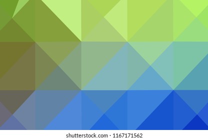 Light Blue, Green vector abstract mosaic background. Glitter abstract illustration with an elegant design. Triangular pattern for your business design.