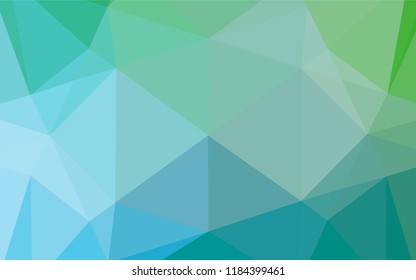 Light Blue, Green vector abstract mosaic pattern. Geometric illustration in Origami style with gradient.  A new texture for your design.