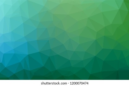 Light Blue, Green vector abstract polygonal layout. Triangular geometric sample with gradient.  The textured pattern can be used for background.