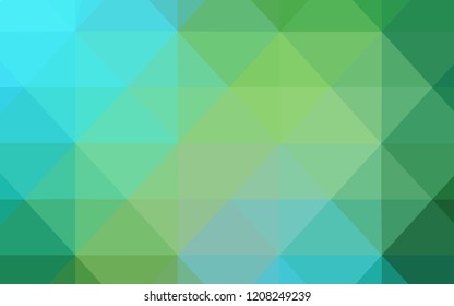 Light Blue, Green vector abstract mosaic pattern. Glitter abstract illustration with an elegant triangles. The template for cell phone's backgrounds.