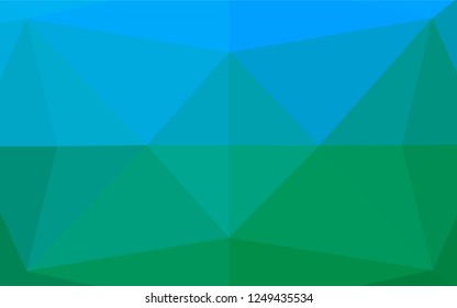 Light Blue, Green vector abstract mosaic pattern. Geometric illustration in Origami style with gradient.  Brand new style for your business design.