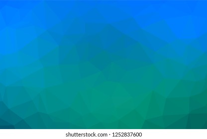Light Blue, Green vector abstract mosaic pattern. Triangular geometric sample with gradient.  The best triangular design for your business.