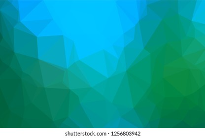 Light Blue, Green vector abstract polygonal cover. Creative illustration in halftone style with gradient. Triangular pattern for your business design.