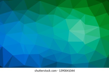 Light Blue, Green vector abstract polygonal texture. Modern geometrical abstract illustration with gradient. The best triangular design for your business.