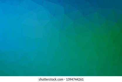 Light Blue, Green vector abstract mosaic background. Shining illustration, which consist of triangles. Template for a cell phone background.