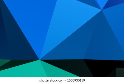 Light Blue, Green vector abstract mosaic backdrop. Triangular geometric sample with gradient.  Template for your brand book.