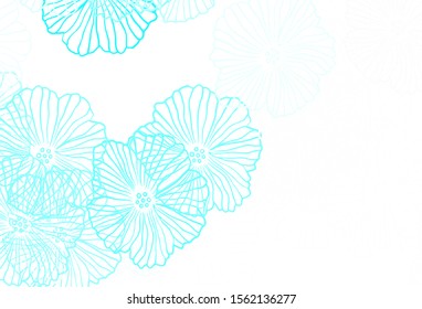 Light Blue, Green vector abstract design with leaves. Flowers with gradient on white background. Textured pattern for websites, banners.