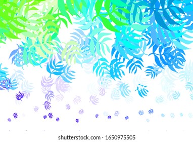 Light Blue, Green vector abstract design with leaves. Creative illustration in blurred style with leaves. Hand painted design for web, wrapping.
