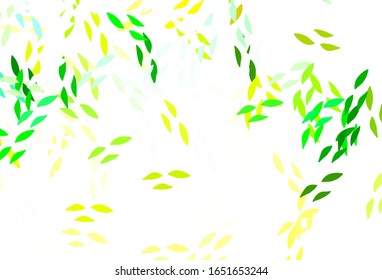 Light Blue, Green vector abstract design with leaves. Decorative illustration with doodles on abstract template. Template for backgrounds of cell phones.
