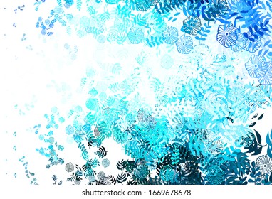 Azul claro, Vectorial Verde fondo abstracto con hojas. Una vaga ilustración abstracta con hojas en estilo doodles. Nuevo diseño para su negocio.