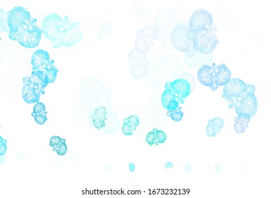 Light Blue, Green vector abstract design with flowers. Colorful illustration in doodle style with flowers. Colorful pattern for kid's books.