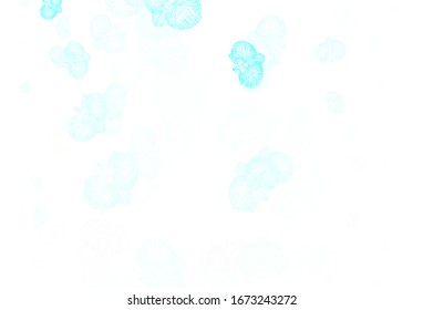 Light Blue, Green vector abstract backdrop with flowers. Flowers with gradient on white background. Doodle design for your web site.