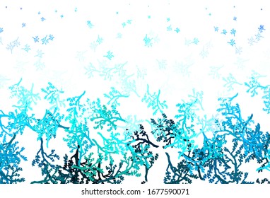 Hellblauer, grüner Vektorillustration abstrakter Hintergrund mit Sakura. Skizzenhafte Doodles auf weißem Hintergrund. Eine neue Textur für Ihr Tapete-Design.