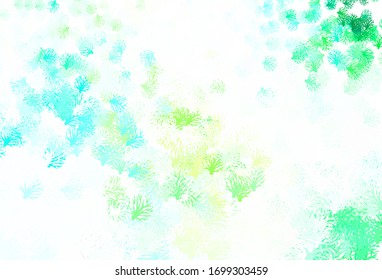 Light Blue, Green vector abstract backdrop with leaves. Abstract illustration with leaves, branches in doodles style. Colorful pattern for kid's books.