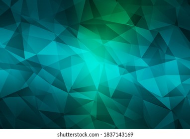 Plantilla poligonal abstracta de vector verde, azul claro. Ilustración creativa de estilo medio-tono con triángulos. Diseño poligonal para su sitio web.