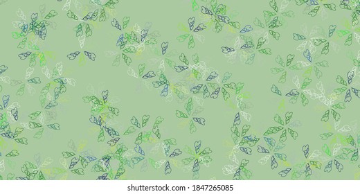Light blue, green vector abstract artwork with leaves. Blurred decorative design in Indian style with leaves. Best design for your business.