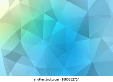 Hellblauer, grüner, abstrakter Mosaikhintergrund. Kreative Illustration im Halbfinalstil mit Dreiecken. Eine neue Struktur für Ihre Website.