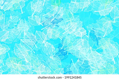 Light Blue, Green vector abstract pattern with leaves. Creative illustration in blurred style with leaves, flowers. Brand new style for your business design.