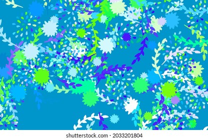 Light Blue, Green vector abstract pattern with flowers Doodle illustration of flowers in Origami style. A new texture for your wallpaper design.