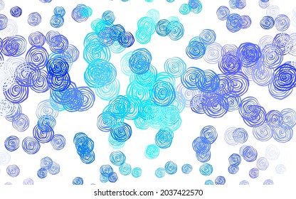 Light Blue, Green vector abstract background with roses. Decorative design of flowers on white background. Colorful pattern for kid's books.