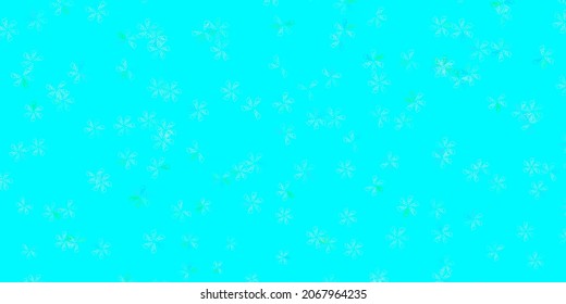 Light blue, green vector abstract pattern with leaves. Decorative illustration with doodles on abstract template. Best design for your business.