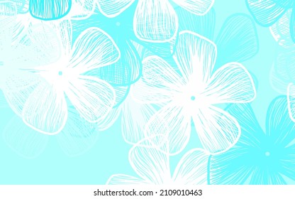 Light Blue, Green vector abstract backdrop with flowers Colorful illustration in doodle style with flowers. Textured pattern for websites, banners.
