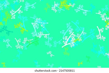 Azul claro, fondo abstracto vector verde con ramas. Ilustración colorida en estilo doodle con hojas, ramas. Patrón texturizado para sitios web, banners.