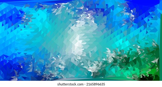 Light blue, green vector abstract triangle template. Elegant abstract illustration with gradient triangles. Your design for applications.
