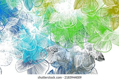Light Blue, Green vector abstract backdrop with flowers. An elegant bright illustration with flowers. New template for your brand book.