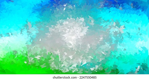 Fondo de triángulo abstracto de vector verde y azul claro. Elegante ilustración abstracta con triángulos gradientes. Diseño moderno para tus aplicaciones.