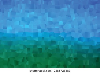 Azul claro, Patrón de mosaico abstracto vectorial verde. Ilustración colorida de estilo Origami con degradado.  Patrón triangular para el diseño de su negocio.