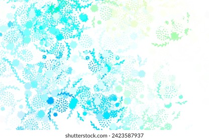 Azul claro, Verde vectorial fondo abstracto con flores Ilustración colorida en estilo doodle con flores. Patrón texturizado para sitios web, banners.