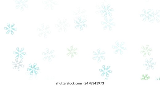 Light blue, green vector abstract texture with leaves. Sketchy doodles with leaves on blurred background. Pattern for women day promotion.