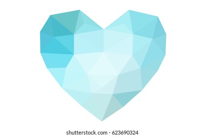 Light Blue, Green vector abstract glitter heart shape on white background in love concept for valentine's day with sweet and romantic moment. Polygonal design for your business.
