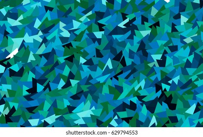 Light Blue, Green vector abstract colorful background, which consist of triangles. Pattern with colored triangles on white background.