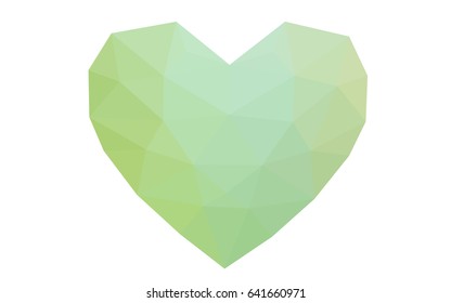 Light Blue, Green vector abstract glitter heart shape on white background in love concept for valentine's day with sweet and romantic moment. Polygonal design for your business.