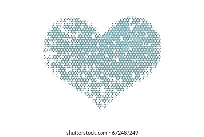 Light Blue, Green vector abstract Triangle Geometrical Heart on white polygonal background. Happy Valentine's Day Greeting Card. Stock template for your design.