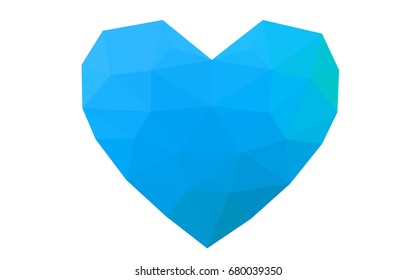 Light Blue, Green vector abstract Triangle Geometrical Heart on white polygonal background. Happy Valentine's Day Greeting Card. Stock template for your design.