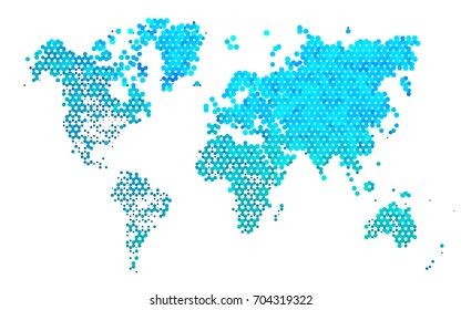 Light Blue, Green vector abstract world textured polygonal background.