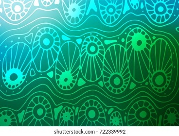 Light Blue, Green vector abstract doodle background. Creative illustration in blurred style with doodles and Zen tangles. The pattern can be used for wallpapers and coloring books.